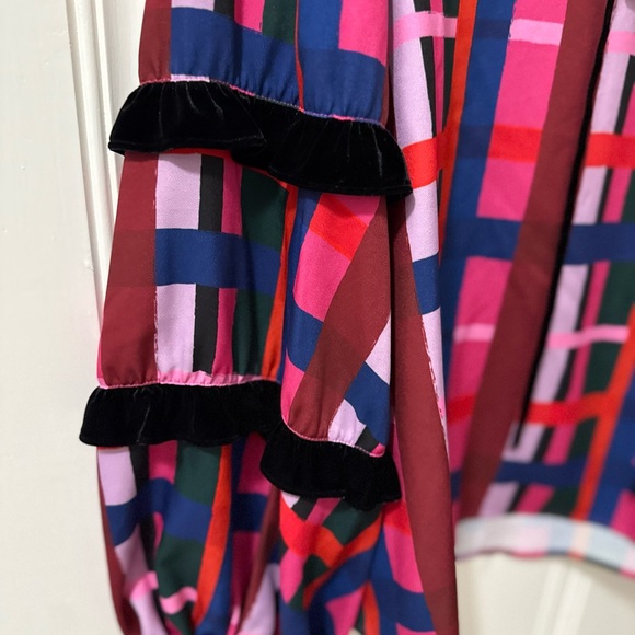 Crosby long sleeve Women's Multicolor Plaid Blouse ruffle NWT - Picture 5 of 7